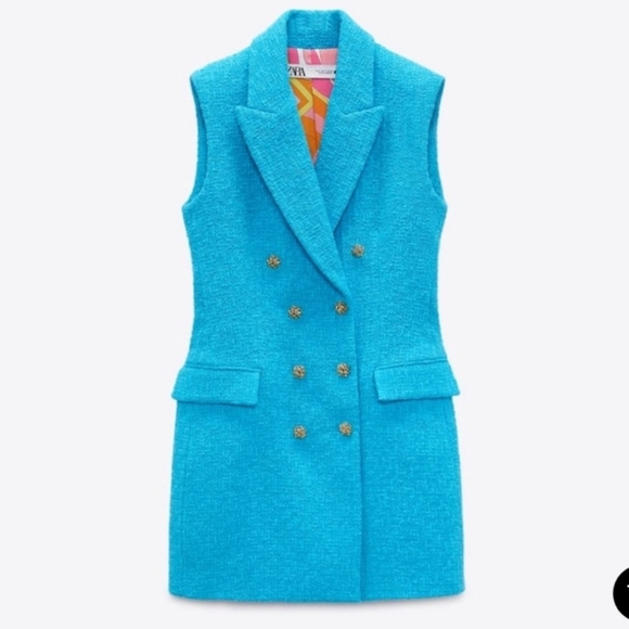 NWT Zara * Textured Tweed Vest Waistcoat Blazer Dress - Picture 7 of 15